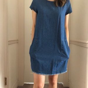 Zara blue denim short sleeve dress